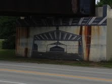 A view of the Washington Avenue railway bridge mural northside. A view of the Washington Avenue railway bridge mural northside.