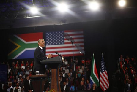 U.S. President Barack Obama participates in a town hall-style meeting with young African leaders at the University of Johannesburg Soweto, J U.S. President Barack Obama participates in a town hall-style meeting with young African leaders at the University of Johannesburg Soweto, J