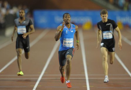 Yohan Blake (C) of Jamaica competes in the men's 200m event at the IAAF Diamond League athletics meeting, also known as Memorial Van Damme i Yohan Blake (C) of Jamaica competes in the men's 200m event at the IAAF Diamond League athletics meeting, also known as Memorial Van Damme i