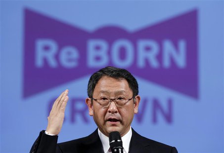 Toyota Motor Corp President Akio Toyoda speaks during an unveiling of the company's remodeled Crown luxury sedan in Tokyo in this December 2 Toyota Motor Corp President Akio Toyoda speaks during an unveiling of the company's remodeled Crown luxury sedan in Tokyo in this December 2