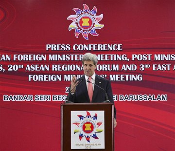U.S. Secretary of State John Kerry speaks during a news conference at the 46th Association of Southeast Asian Nations (ASEAN) Foreign Minist U.S. Secretary of State John Kerry speaks during a news conference at the 46th Association of Southeast Asian Nations (ASEAN) Foreign Minist