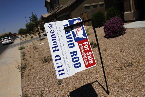Real estate for sale and Housing and Urban Development (HUD) signs are displayed outside a home in Chandler Heights, Arizona June 2, 2011. R Real estate for sale and Housing and Urban Development (HUD) signs are displayed outside a home in Chandler Heights, Arizona June 2, 2011. R