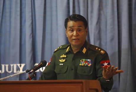 Lieutenant General Thein Htay addresses a news conference on the Rohingya-related unrest in Rakhine State, at the Ministry of Foreign Affair Lieutenant General Thein Htay addresses a news conference on the Rohingya-related unrest in Rakhine State, at the Ministry of Foreign Affair