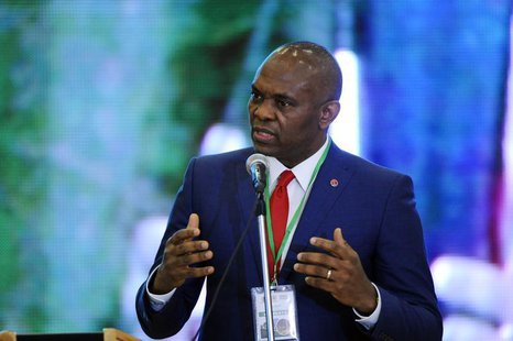 Tony Elumelu, chairman of the Transnational Corporation of Nigeria, speaks during the Presidential Power Reform Transactions signing ceremon Tony Elumelu, chairman of the Transnational Corporation of Nigeria, speaks during the Presidential Power Reform Transactions signing ceremon