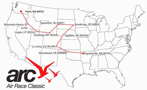 Air Race Classic 2013 route Air Race Classic 2013 route
