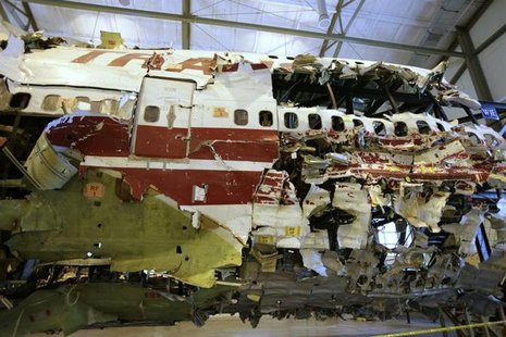 The remains of the TWA Flight 800 from New York to Paris that exploded off Long Island, New York, reassembled from recovered wreckage, is on The remains of the TWA Flight 800 from New York to Paris that exploded off Long Island, New York, reassembled from recovered wreckage, is on