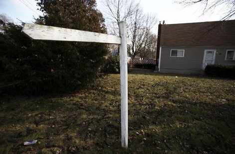 An empty post where a "for sale" sign used to hang is seen outside a home in Brentwood, New York February 10, 2012. REUTERS/Shannon Stapleto An empty post where a "for sale" sign used to hang is seen outside a home in Brentwood, New York February 10, 2012. REUTERS/Shannon Stapleto