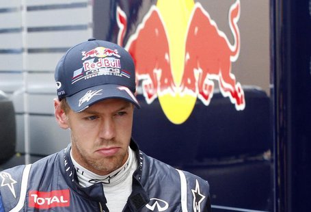 Red Bull Formula One driver Sebastian Vettel of Germany reacts after the qualifying session of the Belgian F1 Grand Prix in Spa Francorchamp Red Bull Formula One driver Sebastian Vettel of Germany reacts after the qualifying session of the Belgian F1 Grand Prix in Spa Francorchamp