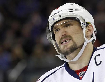 Washington Capitals left wing Alex Ovechkin skates to the bench against the New York Rangers during second period action in Game 6 of their Washington Capitals left wing Alex Ovechkin skates to the bench against the New York Rangers during second period action in Game 6 of their