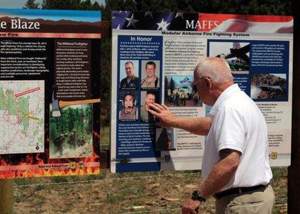 A memorial ceremony was held to dedicate an interpretive site that honors the Airmen of the North Carolina Air National Guard (NCANG) C-130 aircraft that crashed one year ago today while fighting the White Draw Fire near Edgemont. - (sdang.gov) A memorial ceremony was held to dedicate an interpretive site that honors the Airmen of the North Carolina Air National Guard (NCANG) C-130 aircraft that crashed one year ago today while fighting the White Draw Fire near Edgemont. - (sdang.gov)