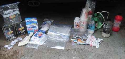 They also seized materials used in the manufacture of meth. They also seized materials used in the manufacture of meth.