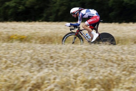 Lotto-Belisol Team rider Jurgen Van Den Broeck of Belgium cycles during the individual time trial of the 19th stage of the 99th Tour de Fran Lotto-Belisol Team rider Jurgen Van Den Broeck of Belgium cycles during the individual time trial of the 19th stage of the 99th Tour de Fran