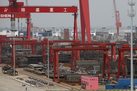 A view of the Rongsheng Heavy Industries shipyard is seen in Nantong, Jiangsu province, in this file photo taken May 21, 2012. REUTERS/Aly S A view of the Rongsheng Heavy Industries shipyard is seen in Nantong, Jiangsu province, in this file photo taken May 21, 2012. REUTERS/Aly S