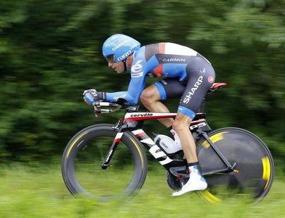 Garmin-Sharp rider Christian Vande Velde of the U.S. cycles during the individual time trial in the ninth stage of the 99th Tour de France c Garmin-Sharp rider Christian Vande Velde of the U.S. cycles during the individual time trial in the ninth stage of the 99th Tour de France c
