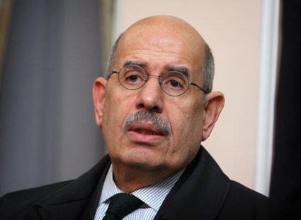 International Atomic Eenergy Agency Director General Mohammed Elbaradei speaks with journalists in Tehran, Iran April 12, 2006. REUTERS/Mort International Atomic Eenergy Agency Director General Mohammed Elbaradei speaks with journalists in Tehran, Iran April 12, 2006. REUTERS/Mort