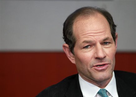 Former New York governor Eliot Spitzer speaks at the Reuters Global Financial Regulation Summit 2010 in New York in this April 28, 2010 file Former New York governor Eliot Spitzer speaks at the Reuters Global Financial Regulation Summit 2010 in New York in this April 28, 2010 file