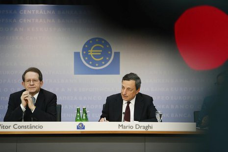 European Central Bank (ECB) President Mario Draghi (R) and Vice President Vitor Constancio address the monthly ECB news conference in Frankf European Central Bank (ECB) President Mario Draghi (R) and Vice President Vitor Constancio address the monthly ECB news conference in Frankf