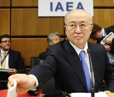 International Atomic Energy Agency (IAEA) Director General Yukiya Amano reaches for paper before an IAEA meeting in Vienna June 5, 2013. REU International Atomic Energy Agency (IAEA) Director General Yukiya Amano reaches for paper before an IAEA meeting in Vienna June 5, 2013. REU