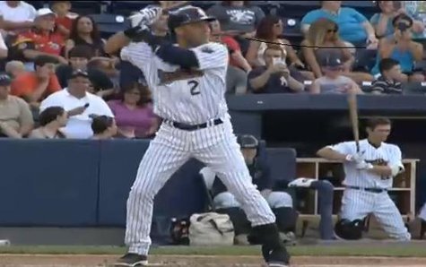 Derek Jeter in Railrider's pinstripes says he is anxious to get back into Yankee pinstripes and return to the Big Apple. Derek Jeter in Railrider's pinstripes says he is anxious to get back into Yankee pinstripes and return to the Big Apple.