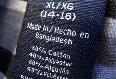 The clothing tag on a boy's shirt which is made in Bangladesh is shown after purchase from a Walmart store in Encinitas, California, May 14, The clothing tag on a boy's shirt which is made in Bangladesh is shown after purchase from a Walmart store in Encinitas, California, May 14,
