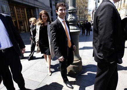 Former Goldman Sachs Group Inc. trader Fabrice Tourre (C) leaves the United States Court in New York City, April 26, 2013. REUTERS/Mike Sega Former Goldman Sachs Group Inc. trader Fabrice Tourre (C) leaves the United States Court in New York City, April 26, 2013. REUTERS/Mike Sega