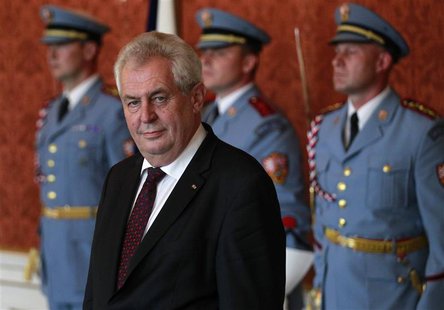 Czech President Milos Zeman attends ceremony at which he named Jiri Rusnok the new prime minister, at Prague Castle, in this June 13, 2013 f Czech President Milos Zeman attends ceremony at which he named Jiri Rusnok the new prime minister, at Prague Castle, in this June 13, 2013 f