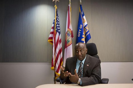 Sanford Police Chief Cecil E. Smith speaks at the police headquarters as the trial of George Zimmerman, the former neighborhood watch captai Sanford Police Chief Cecil E. Smith speaks at the police headquarters as the trial of George Zimmerman, the former neighborhood watch captai