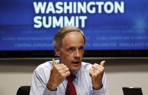 U.S. Senator for Delaware Tom Carper speaks during the Reuters Washington Summit September 22, 2010. REUTERS/Kevin Lamarque U.S. Senator for Delaware Tom Carper speaks during the Reuters Washington Summit September 22, 2010. REUTERS/Kevin Lamarque