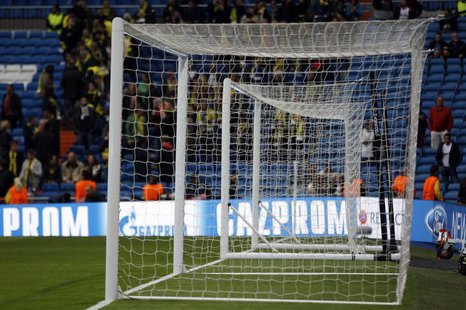 A substitute goal stands along side the match goal before the Champions League semi-final second leg soccer match between Borussia Dortmund A substitute goal stands along side the match goal before the Champions League semi-final second leg soccer match between Borussia Dortmund