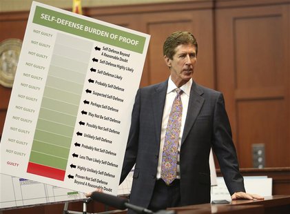 Defense counsel Mark O'Mara holds up a chart during closing arguments in George Zimmerman's trial in Seminole circuit court in Sanford, Flor Defense counsel Mark O'Mara holds up a chart during closing arguments in George Zimmerman's trial in Seminole circuit court in Sanford, Flor