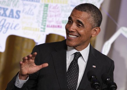 U.S. President Barack Obama speaks at the second annual "Kids' State Dinner", to honor the winners of a nationwide recipe challenge to promo U.S. President Barack Obama speaks at the second annual "Kids' State Dinner", to honor the winners of a nationwide recipe challenge to promo