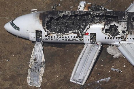 An Asiana Airlines Boeing 777 plane is seen after it crashed while landing at San Francisco International Airport in California, in this fil An Asiana Airlines Boeing 777 plane is seen after it crashed while landing at San Francisco International Airport in California, in this fil