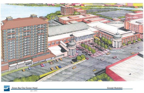 Green Bay City Center Hotel (Artist rendering provided by Edgewater Resources LLC) Green Bay City Center Hotel (Artist rendering provided by Edgewater Resources LLC)