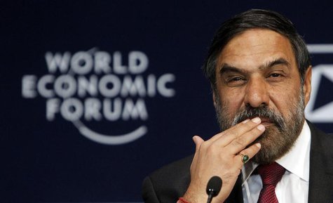 India's Minister of Commerce and Industry Anand Sharma attends the opening plenary session of the World Economic Forum (WEF) India Economic India's Minister of Commerce and Industry Anand Sharma attends the opening plenary session of the World Economic Forum (WEF) India Economic