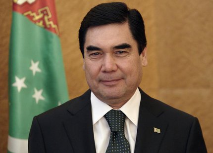 Turkmenistan's President Kurbanguly Berdymukhamedov stands during a photo opportunity at an official visit to the United Nations European he Turkmenistan's President Kurbanguly Berdymukhamedov stands during a photo opportunity at an official visit to the United Nations European he