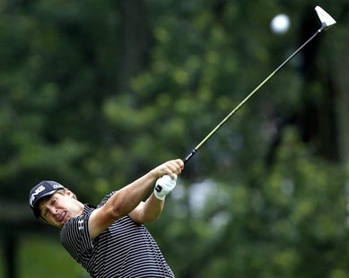 Daniel Summerhays of the U.S. hits his tee shot on the 18th hole during the second round of the Memorial Tournament at Muirfield Village Gol Daniel Summerhays of the U.S. hits his tee shot on the 18th hole during the second round of the Memorial Tournament at Muirfield Village Gol