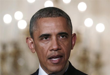 U.S. President Barack Obama delivers a statement from the East Room of the White House in Washington, May 15, 2013. REUTERS/Kevin Lamarque U.S. President Barack Obama delivers a statement from the East Room of the White House in Washington, May 15, 2013. REUTERS/Kevin Lamarque
