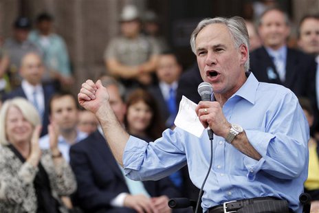 Texas Attorney General Greg Abbott speaks during an anti-abortion rally at the State Capitol in Austin, Texas, July 8, 2013. REUTERS/Mike St Texas Attorney General Greg Abbott speaks during an anti-abortion rally at the State Capitol in Austin, Texas, July 8, 2013. REUTERS/Mike St