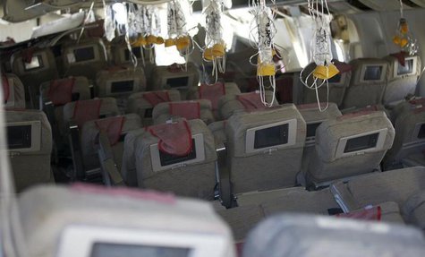 The interior of the Asiana Airlines Flight 214 that crashed at San Francisco International Airport in San Francisco, California is shown in The interior of the Asiana Airlines Flight 214 that crashed at San Francisco International Airport in San Francisco, California is shown in