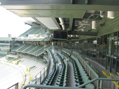 The view inside the new south end zone expansion at Lambeau Field. The view inside the new south end zone expansion at Lambeau Field.