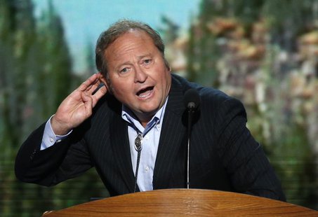 Governor of Montana Brian Schweitzer gestures as he addresses delegates during the final session of the Democratic National Convention in Ch Governor of Montana Brian Schweitzer gestures as he addresses delegates during the final session of the Democratic National Convention in Ch