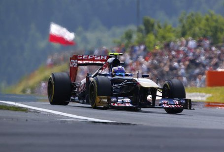 Toro Rosso Formula One driver Daniel Ricciardo of Australia drives during the qualifying session for the German F1 Grand Prix at the Nuerbur Toro Rosso Formula One driver Daniel Ricciardo of Australia drives during the qualifying session for the German F1 Grand Prix at the Nuerbur