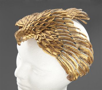 A falcon headdress worn by Elizabeth Taylor in the 1963 film "Cleopatra" is pictured in this undated handout photograph released to Reuters A falcon headdress worn by Elizabeth Taylor in the 1963 film "Cleopatra" is pictured in this undated handout photograph released to Reuters