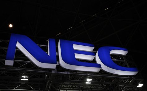 A logo of NEC Corp. is seen at Wireless Japan 2012, a smartphone and mobilephone technology exhibition, in Tokyo May 31, 2012. REUTERS/Issei A logo of NEC Corp. is seen at Wireless Japan 2012, a smartphone and mobilephone technology exhibition, in Tokyo May 31, 2012. REUTERS/Issei