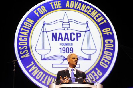 U.S. Attorney General Eric Holder speaks at the annual convention of the National Association for the Advancement of Colored People (NAACP) U.S. Attorney General Eric Holder speaks at the annual convention of the National Association for the Advancement of Colored People (NAACP)
