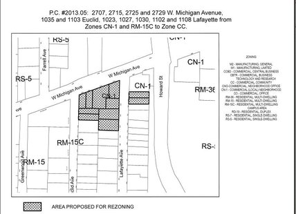 The shaded area is the portion to be developed. The small property across the street will be for additional parking. The shaded area is the portion to be developed. The small property across the street will be for additional parking.