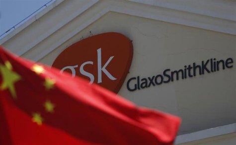 A Chinese national flag is seen in front of a GlaxoSmithKline office building in Shanghai, July 12, 2013.REUTERS/Aly Song A Chinese national flag is seen in front of a GlaxoSmithKline office building in Shanghai, July 12, 2013.REUTERS/Aly Song