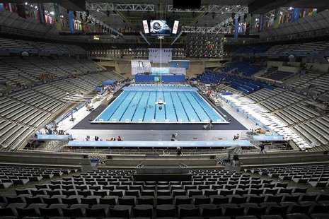 A general view is seen of the swimming pool ahead of the upcoming World Swimming Championships at the Sant Jordi arena in Barcelona, July 17 A general view is seen of the swimming pool ahead of the upcoming World Swimming Championships at the Sant Jordi arena in Barcelona, July 17