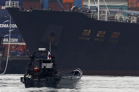 North Korean container ship ''Chong Chon Gang'' docks at the Manzanillo International Container Terminal in Colon City July 16, 2013. REUTER North Korean container ship ''Chong Chon Gang'' docks at the Manzanillo International Container Terminal in Colon City July 16, 2013. REUTER