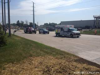 A highway worker was injured after being struck by a vehicle in Howard on Wednesday, July 17, 2013. (courtesy of FOX 11). A highway worker was injured after being struck by a vehicle in Howard on Wednesday, July 17, 2013. (courtesy of FOX 11).